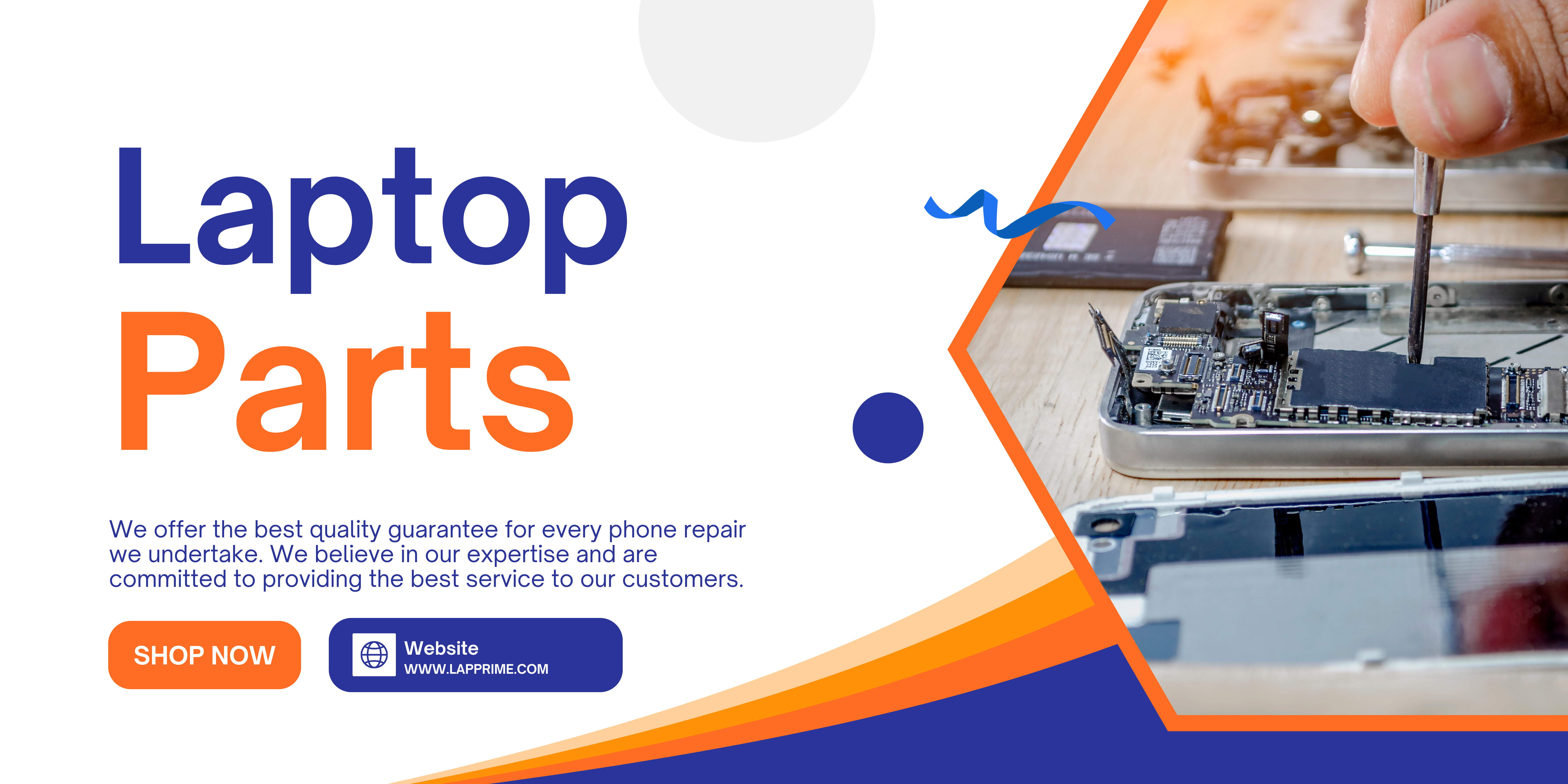 Blue and Orange Modern Phone Repair Banner